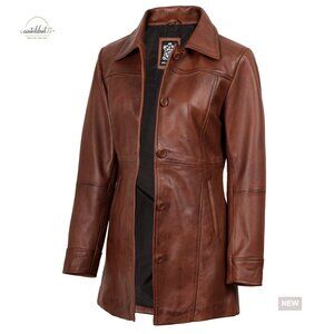 Lambskin Leather Coat Aviator Style Loose Fit Classic Outerwear Soft Lining
